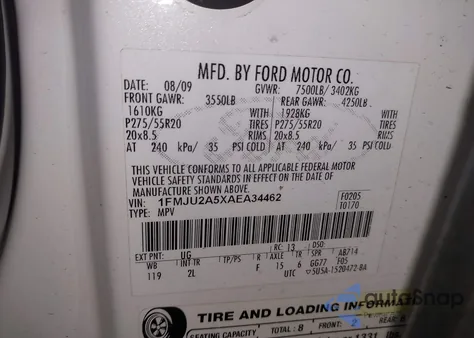 2010 Ford Expedition Limited z USA, uszkodzony, nr VIN 1FMJU2A5XAEA34462